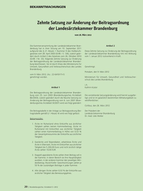 Ausgabe 05/2012 - Landesärztekammer Brandenburg
