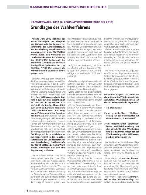 Ausgabe 05/2012 - Landesärztekammer Brandenburg