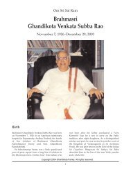 biography of Brahma Sri Ghandikota Subba Rao - Sai Darshan