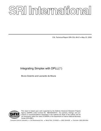 Integrating Simplex with DPLL(T) - Yices - SRI International