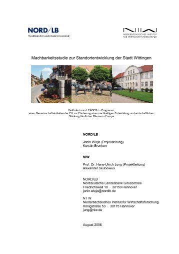 Machbarkeitsstudie zur Standortentwicklung der Stadt Wittingen - NIW