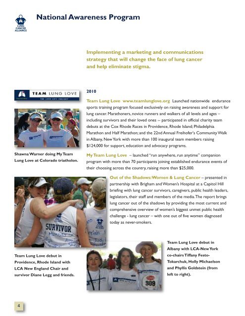 Annual Report 2010 & 2011 Highlights - Lung Cancer Alliance
