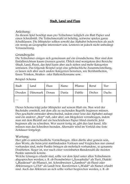 Stadt Land Fluss Anleitung Stadt Land Fluss Anleitung