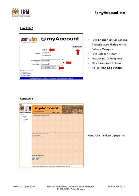 MANUAL PENGGUNA Sistem myAccount - Staf - USM