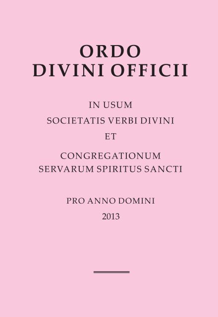 ORDO DIVINI OFFICII - SVD-Curia