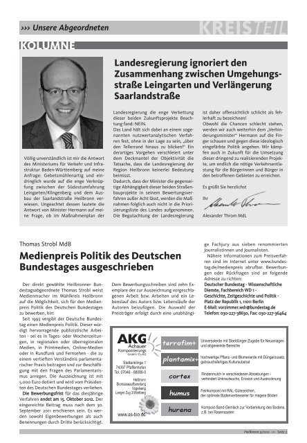 Aus den Verbänden KREISTEIL - CDU Kreisverband Heilbronn