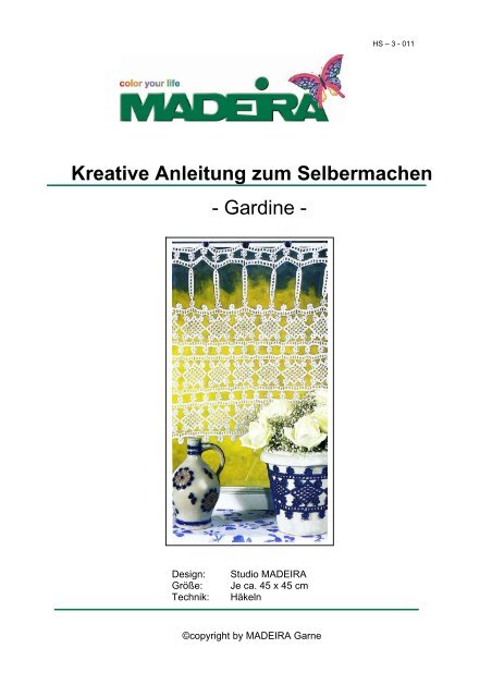 Kreative Anleitung zum Selbermachen - Gardine - - Madeira