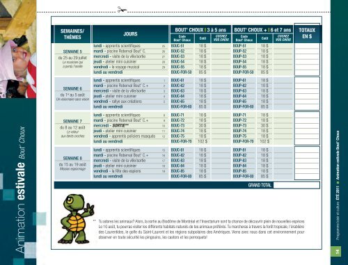 Programme de loisirs - été 2011- Ville de Saint-Bruno-de-Montarville