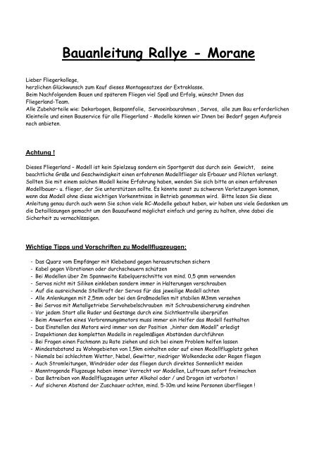 Bauanleitung Rallye - Morane - Fliegerland