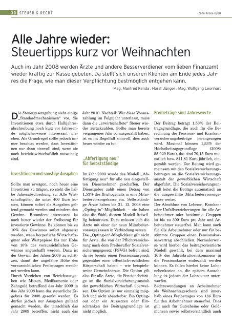 Steuerspartipps für Ärzte - Team Jünger Steuerberater - Die ...