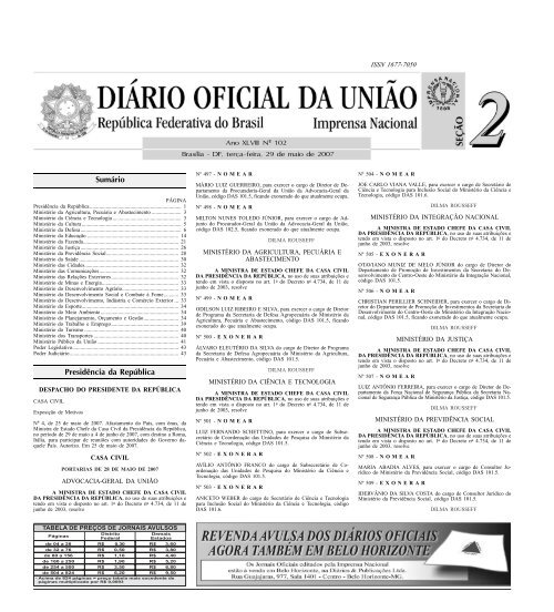 Sumario Presidencia Da Republica Tribunal Regional Do Trabalho