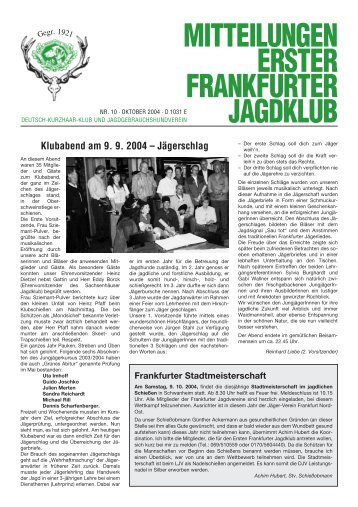 Klubabend am 9. 9. 2004 - Erster Frankfurter Jagdklub e.V.