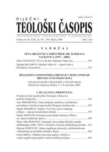 RTČ 2-2006 (28) - PDF izdanje - Teologija u Rijeci - Katolički ...