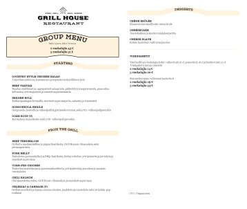 Grill House Group menu 2023 FI