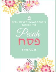 Beth Meyer Synagogue Guide to Pesah 5783/2023