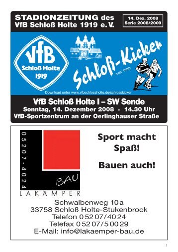 Sport macht Spaß! Bauen auch! - VfB Schloß Holte 1919 eV