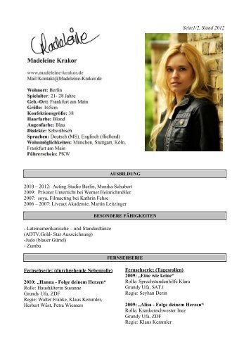 Seite1/2, Stand 2012 2010 – 2012: Acting Studio ... - Madeleine Krakor