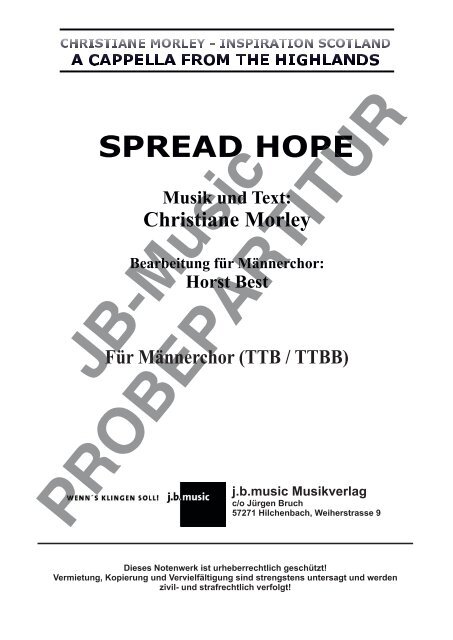 Spread Hope (für Männerchor TTB/TTBB oder Gemischten Chor SAM/SATB)