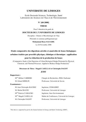 Chapter 3: Study of sludge pre-treatment and aerobic/anaerobic ...