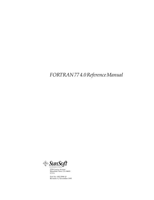 Fortran 77 4 0 Reference Manual Fortran 77 4 0 Reference Manual