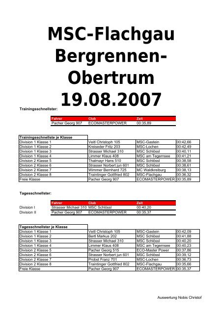 MSC-Flachgau Bergrennen- Obertrum 19.08.2007