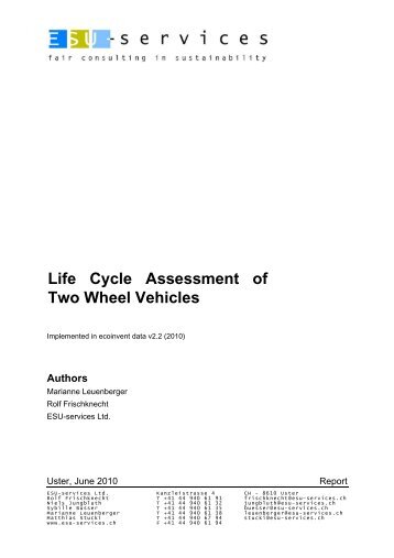 Life Cycle Assessment of Two Wheel Vehicles - ESU-services