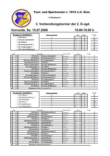 3. Vorbereitungsturnier der 2. D-Jgd. Vorrunde, Sa. 15.07 ... - TSV Eixe