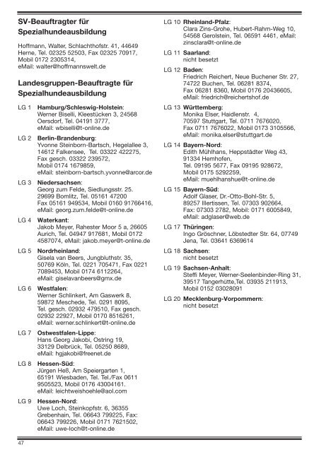 Verzeichnis der Amtsträger im SV - LG 17