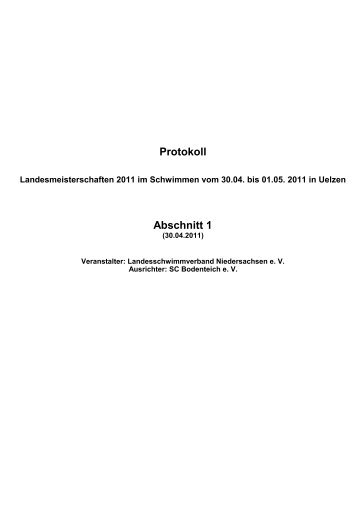 WK-Pro Protokoll - Landesschwimmverband Niedersachsen eV