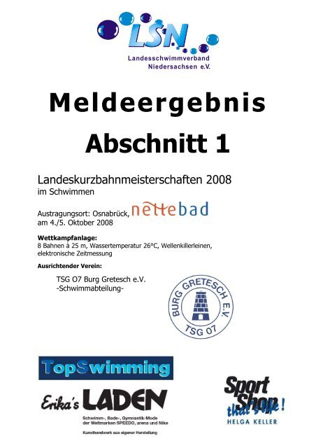 Meldeergebnis Abschnitt 1 - Landesschwimmverband ...