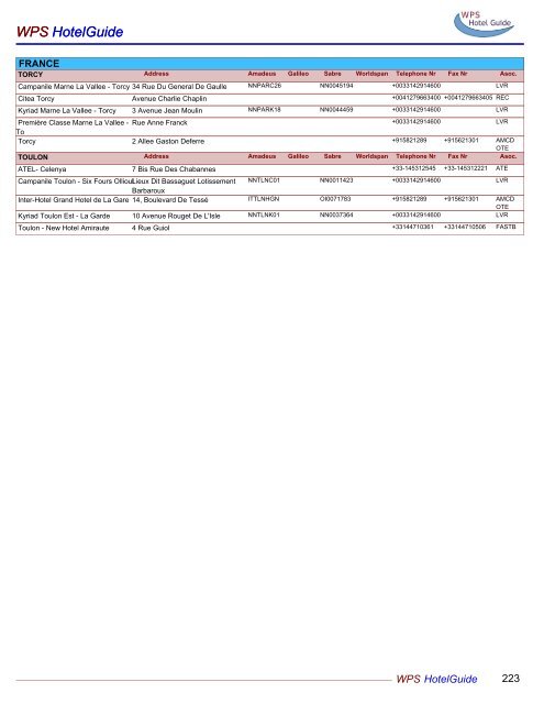 WPS HotelGuide WPS HotelGuide - Entry point to the WPS Network