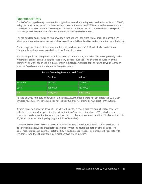 Lumsden and Area Aquatic Facility Proposal