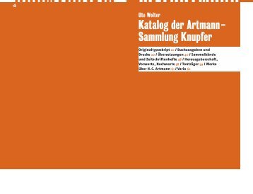 Ute Wolter: Katalog der Artmann-Sammlung Knupfer