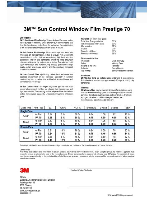 3M™ Sun Control Window Film Prestige 70 - Inprokoncept.dk