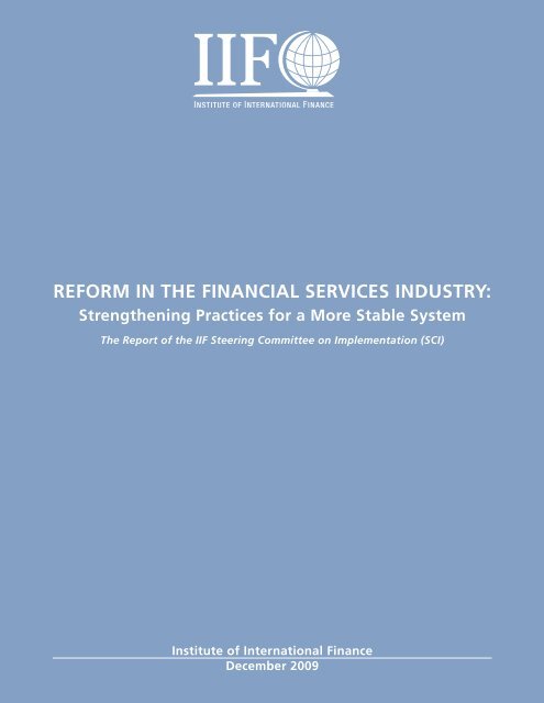 reform in the financial services industry: - Institute of International ...