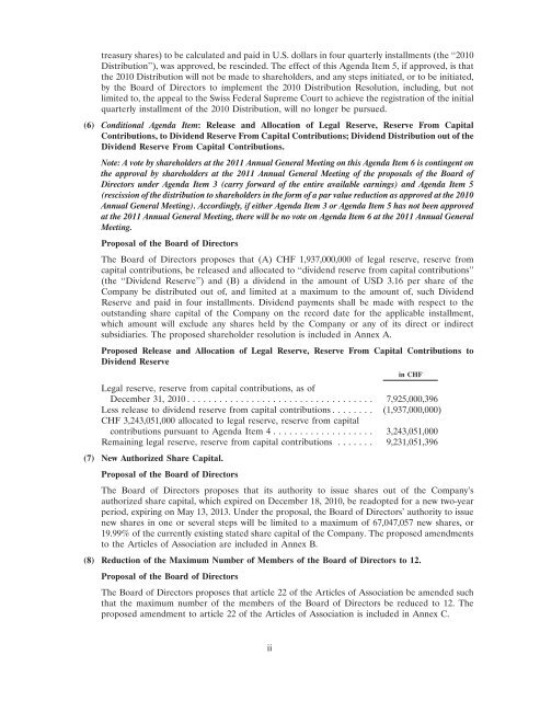 Transocean Proxy Statement and 2010 Annual Report