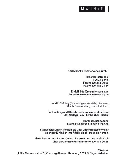 Karl Mahnke Theaterverlag Neue Stücke 2023