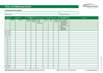 Inkontinenz Trink- und Miktionsprotokoll