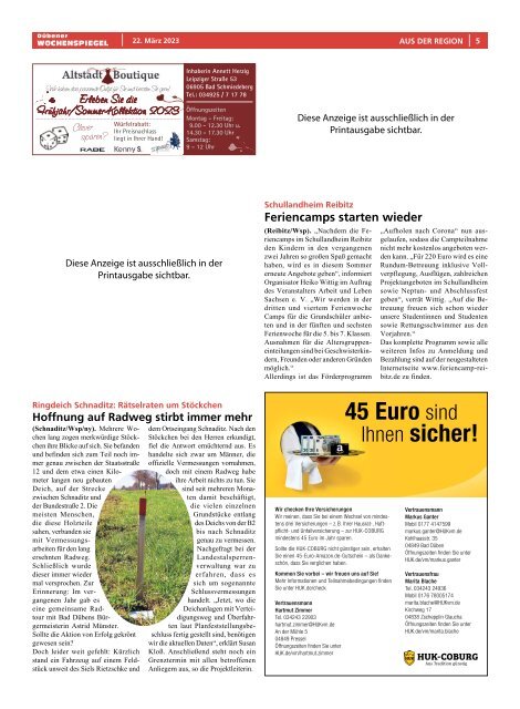 Dübener Wochenspiegel - Ausgabe 5 - Jahrgang 2023