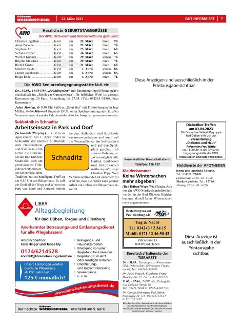 Dübener Wochenspiegel - Ausgabe 5 - Jahrgang 2023