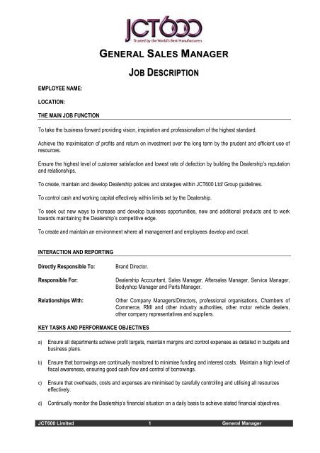 What Is A General Manager Job Description Muselsa