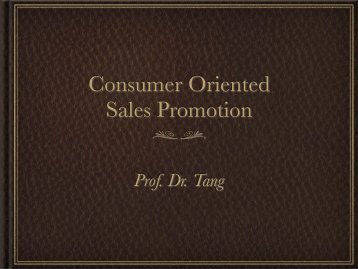 Consumer Oriented Sales Promotion