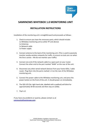 Whitebox Installation Instructions - SamKnows