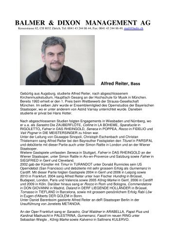 Alfred Reiter, Bass - balmer & dixon management ag