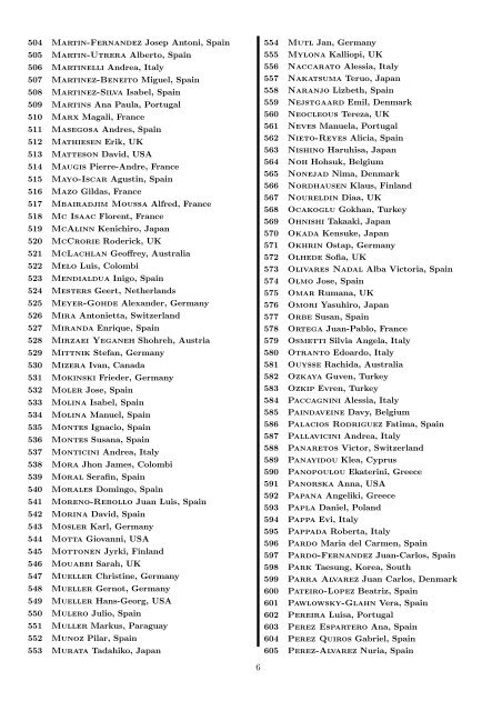 CFE-ERCIM 2012 List of Participants - cfe'12 & ercim'12