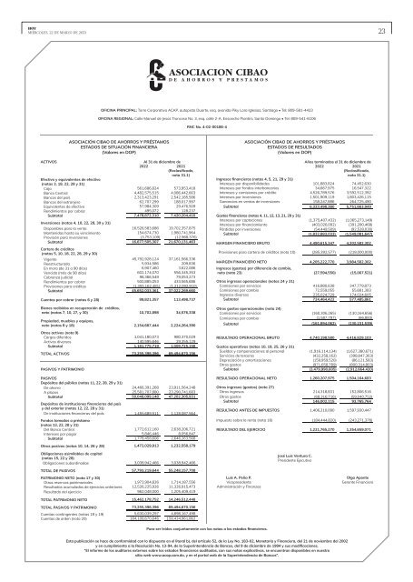 Edición impresa, miércoles 22 de marzo de 2023