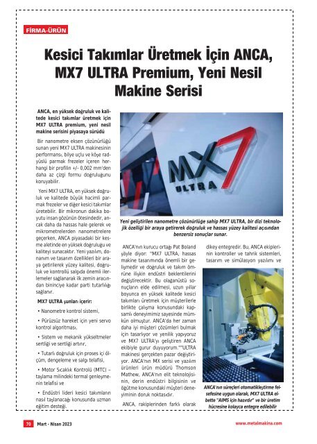 MetalMakina Dergisi Mart-Nisan 2023 Sayı260