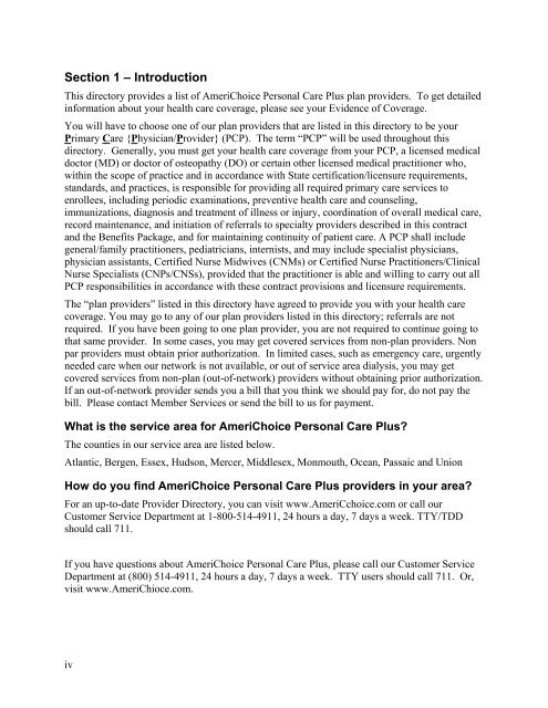 Primary Care Physicians - AmeriChoice