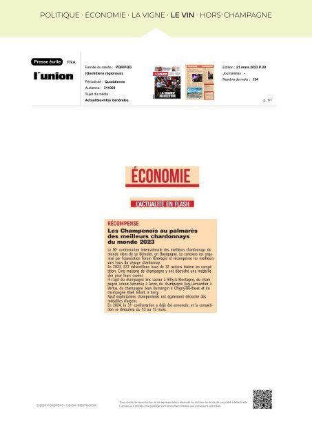 PANORAMA DE PRESSE - 22.03.23