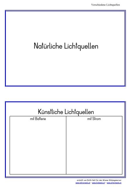 Verschiedene Lichtquellen - Lehrerweb